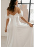 Off Shoulder Ivory Satin Tulle Chic Wedding Dress Off Shoulder Ivory Satin Tulle Chic Wedding Dress